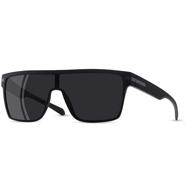 Oversized Mens Sunglasses Polarized Shield - Square Polarized UV400 Lenses Black and Gray Frame - Brawny by AOFE Eyewear